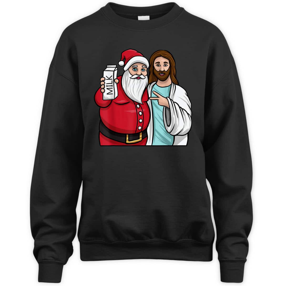 Christmas Santa And Jesus Jingle Bros Milk Lover Funny Christian T-Shirt Christmas Santa And Jesus Jingle Bros Milk Lover Funny Christian T-Shirt