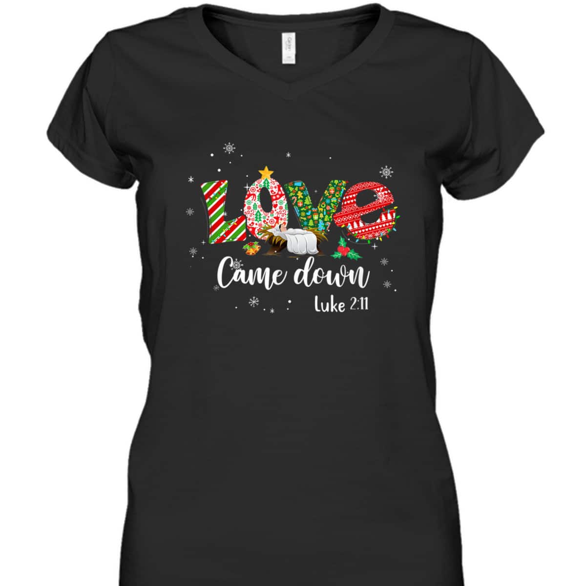 Love Came Down Luke 211 Jesus Christmas Bible Verse T-Shirt
