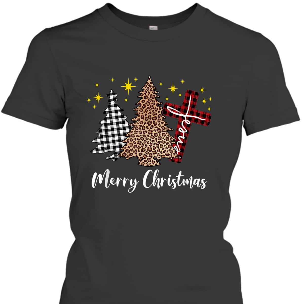 Plaid Xmas Tree Christian Cross Jesus Merry Christmas T-Shirt Plaid Xmas Tree Christian Cross Jesus Merry Christmas T-Shirt