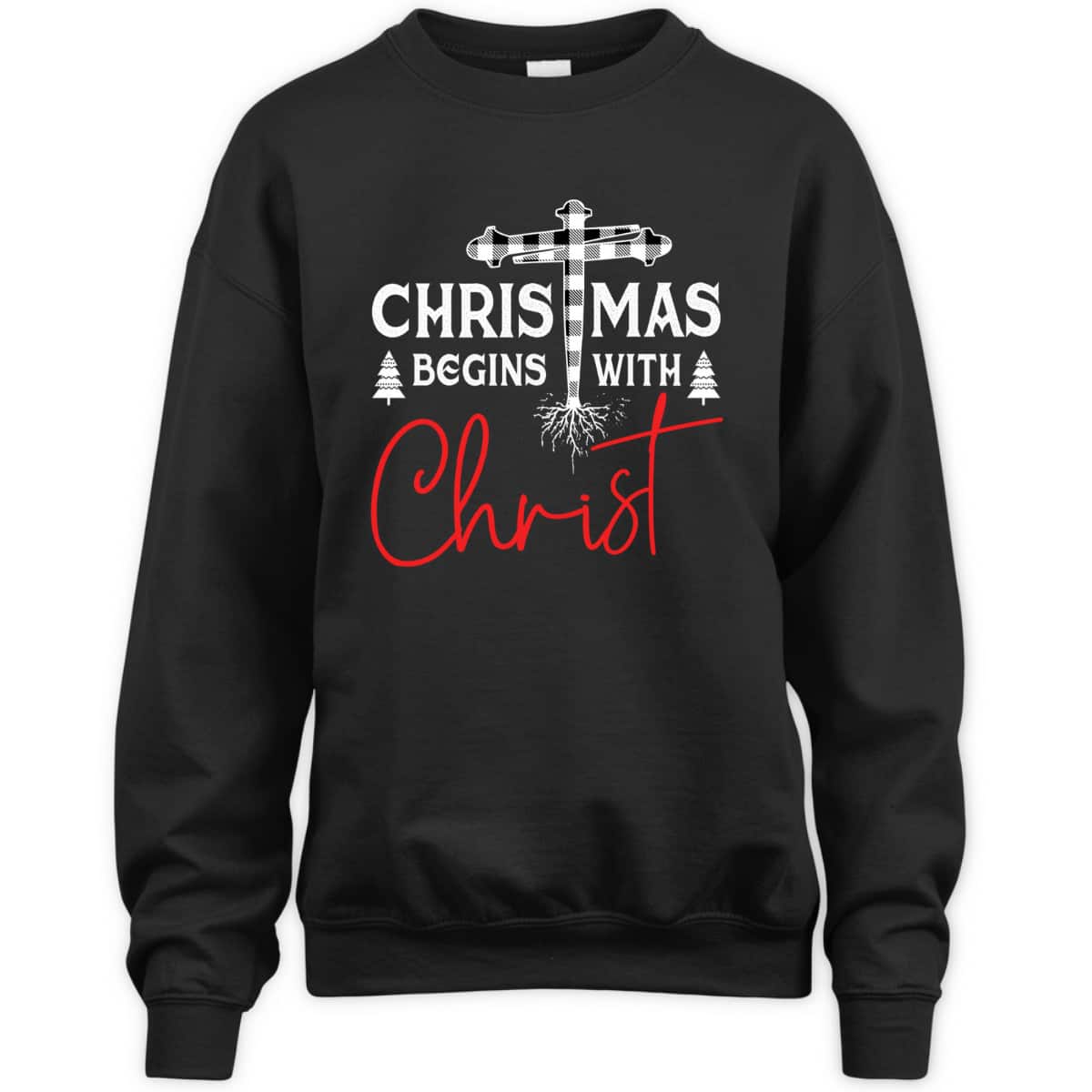 Christian White Plaid Christmas Begins With Christ Xmas T-Shirt Christian White Plaid Christmas Begins With Christ Xmas T-Shirt