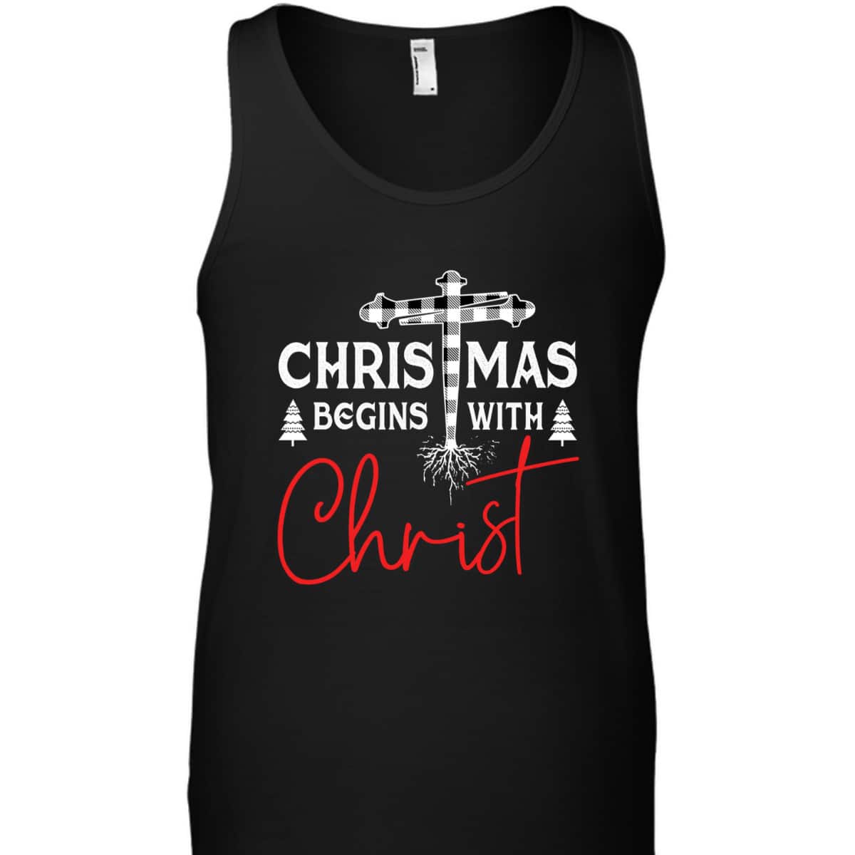 Christian White Plaid Christmas Begins With Christ Xmas T-Shirt Christian White Plaid Christmas Begins With Christ Xmas T-Shirt