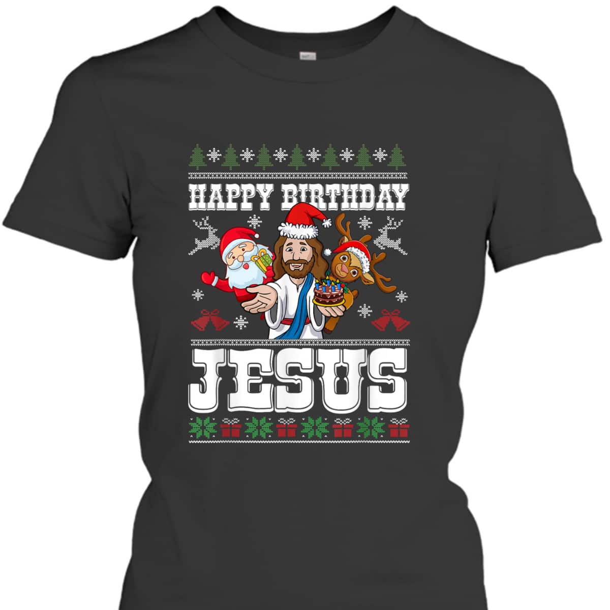 Happy Birthday Jesus Merry Christmas Santa Christian Xmas T-Shirt Happy Birthday Jesus Merry Christmas Santa Christian Xmas T-Shirt
