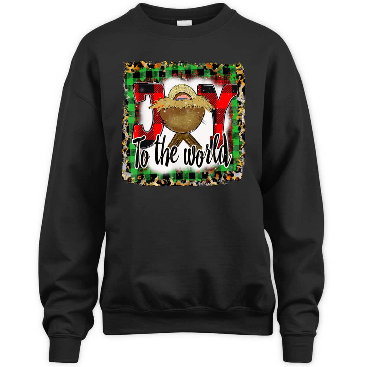 Joy To The World Baby Jesus Buffalo Plaid Leopard Christmas T-Shirt Joy To The World Baby Jesus Buffalo Plaid Leopard Christmas T-Shirt