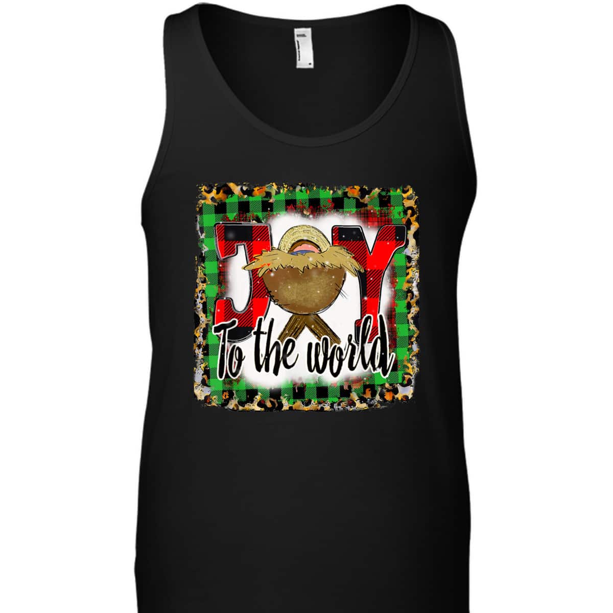 Joy To The World Baby Jesus Buffalo Plaid Leopard Christmas T-Shirt Joy To The World Baby Jesus Buffalo Plaid Leopard Christmas T-Shirt