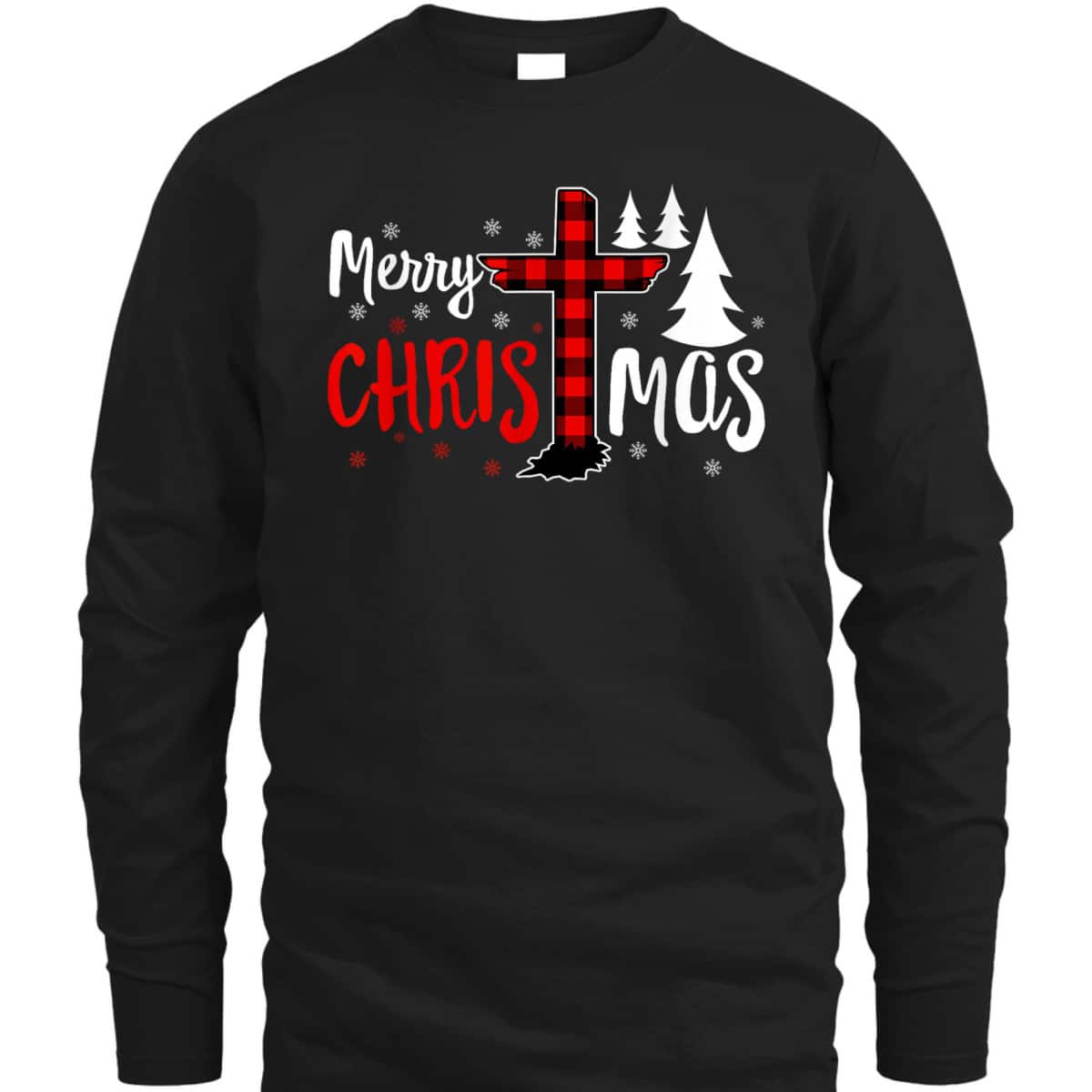 Merry Christmas Christians Buffalo Plaid Christian Faith Cross T-Shirt