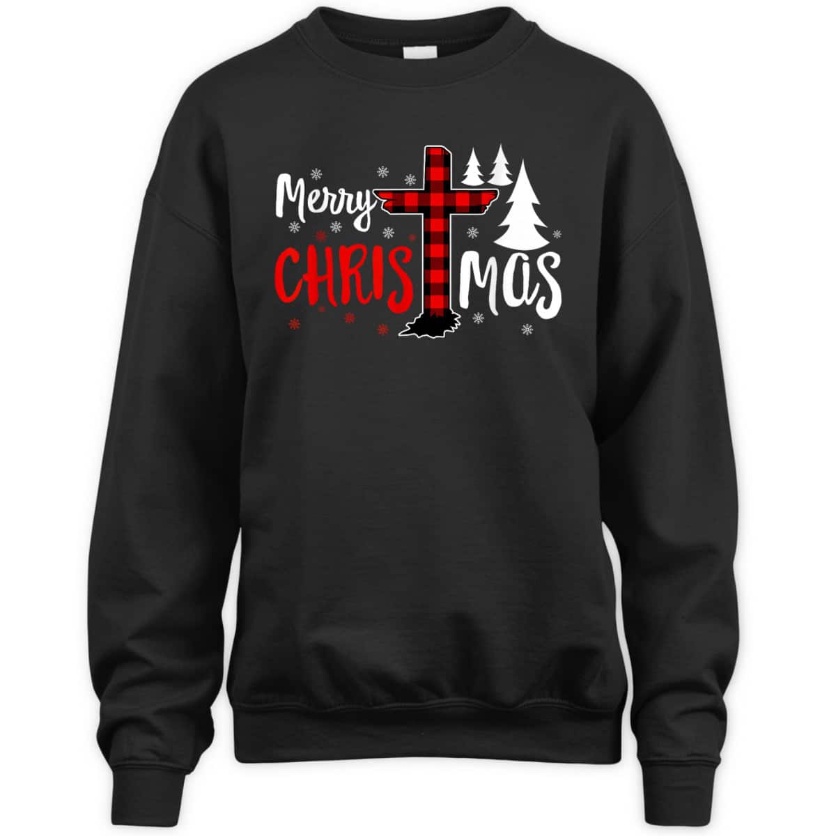 Merry Christmas Christians Buffalo Plaid Christian Faith Cross T-Shirt