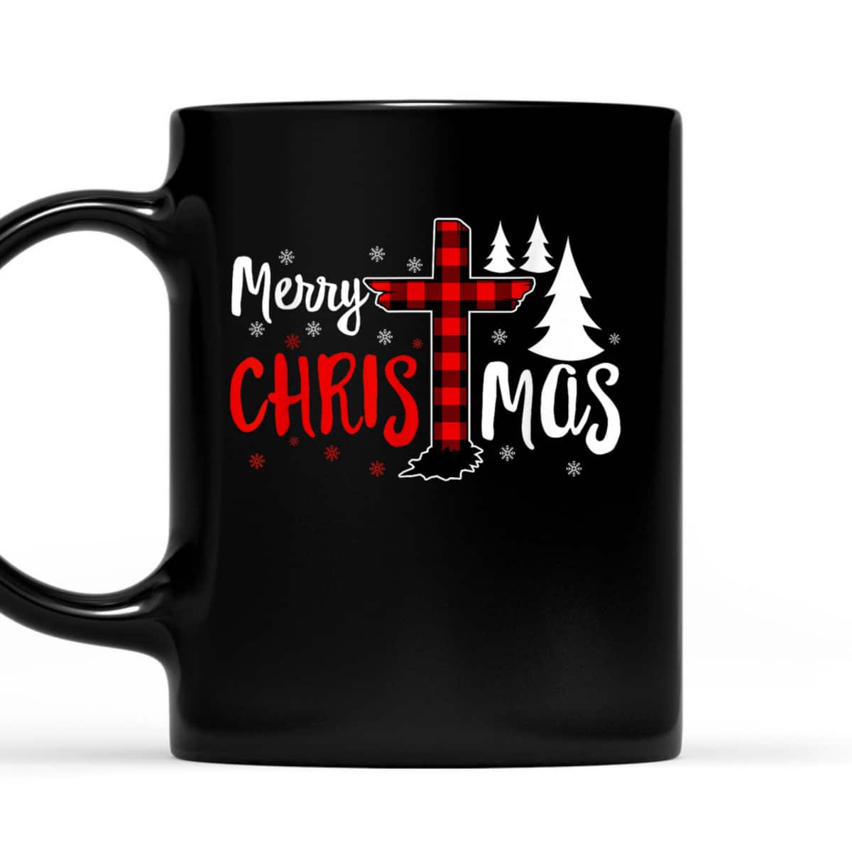 Merry Christmas Christians Buffalo Plaid Christian Faith Cross T-Shirt