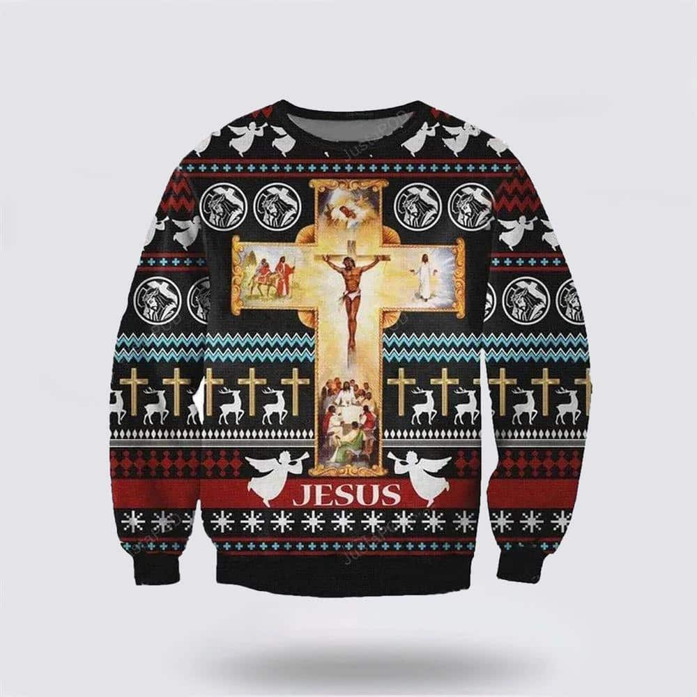 Christian Ugly Christmas Ugly Christmas Sweater Jesus On The Cross Religious Gifts Christian Ugly Christmas Ugly Christmas Sweater Jesus On The Cross Religious Gifts