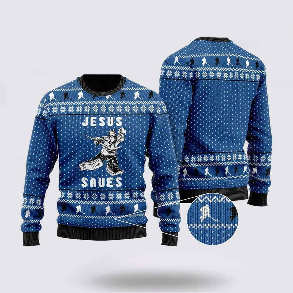 Christian Hockey Jesus Saves Christmas Ugly Christmas Ugly Christmas Sweater Funny Christian Gifts Christian Hockey Jesus Saves Christmas Ugly Christmas Ugly Christmas Sweater Funny Christian Gifts