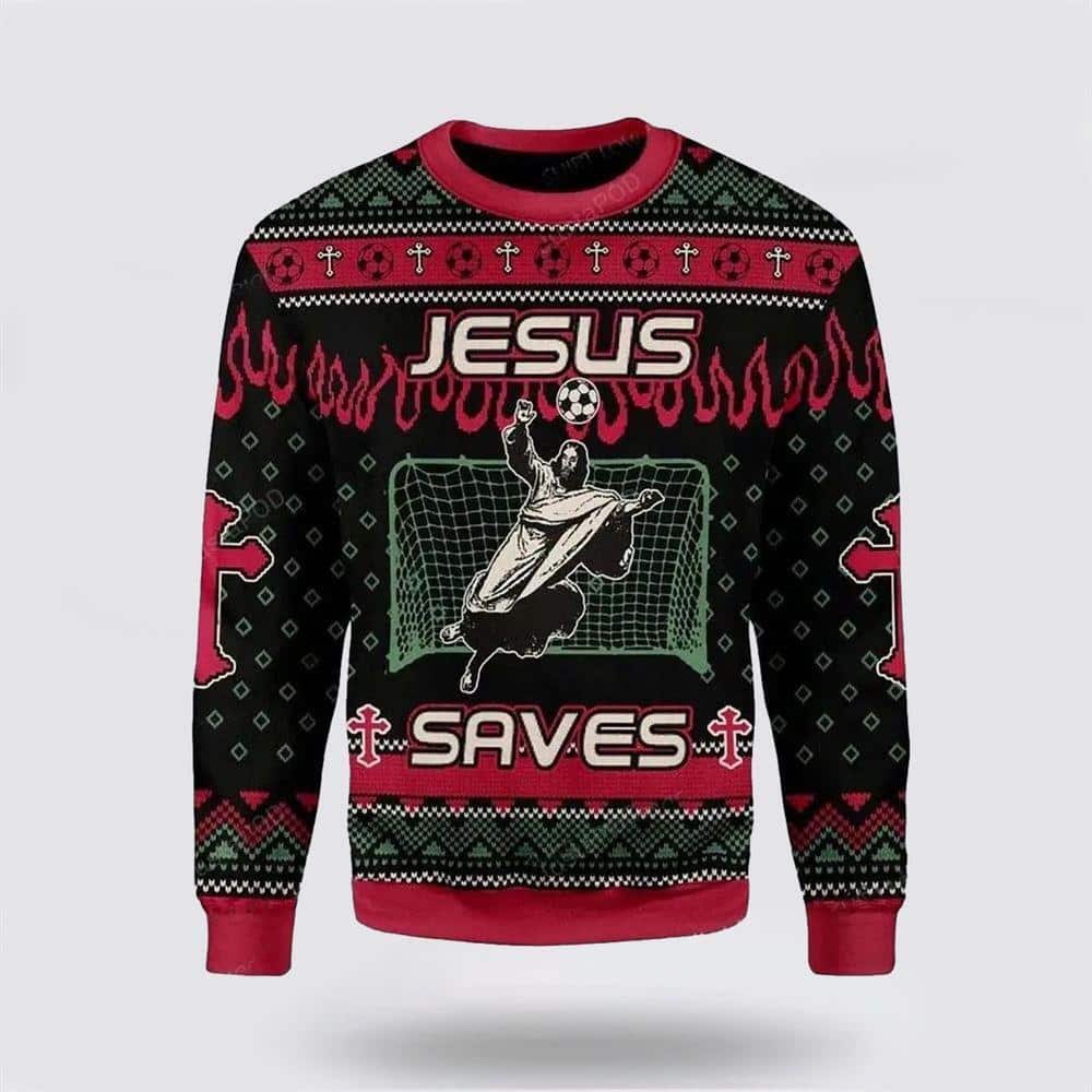Christian Jesus Saves Football Ugly Christmas Ugly Christmas Sweater Religious Christmas Gifts Christian Jesus Saves Football Ugly Christmas Ugly Christmas Sweater Religious Christmas Gifts