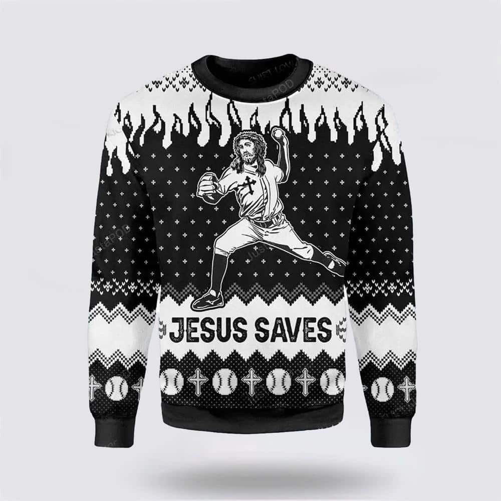 Christian Jesus Saves Baseball Ugly Christmas Ugly Christmas Sweater Religious Christmas Gifts Christian Jesus Saves Baseball Ugly Christmas Ugly Christmas Sweater Religious Christmas Gifts