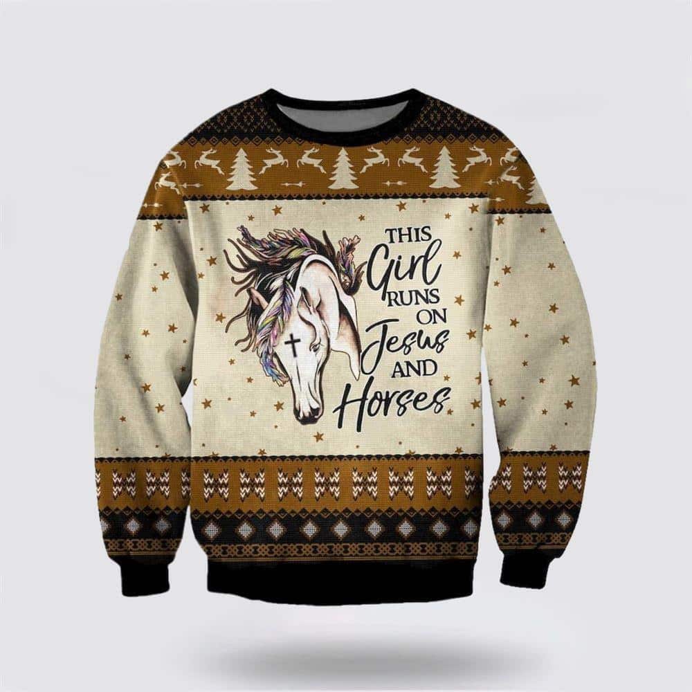 Christian The Girl Runs On Jesus And Horses Christmas Ugly Christmas Ugly Christmas Sweater Religious Christmas Gifts Christian The Girl Runs On Jesus And Horses Christmas Ugly Christmas Ugly Christmas Sweater Religious Christmas Gifts