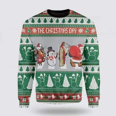 Christian The Christmas Day Jesus Santa Claus Ugly Christmas Ugly Christmas Sweater Christian The Christmas Day Jesus Santa Claus Ugly Christmas Ugly Christmas Sweater