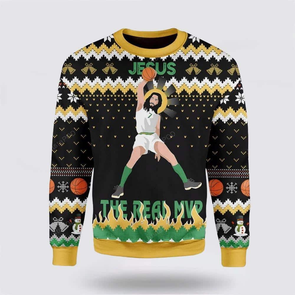 Christian The Real MVP Jesus Ugly Christmas Ugly Christmas Sweater Religious Christmas Gifts Christian The Real MVP Jesus Ugly Christmas Ugly Christmas Sweater Religious Christmas Gifts