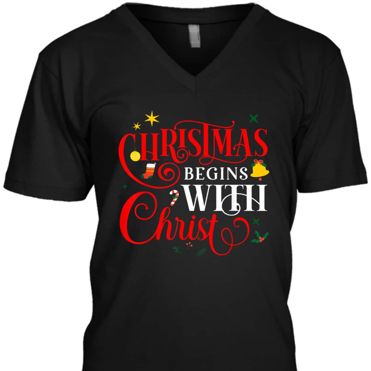Christmas Begins With Christ Faith Jesus Christian Xmas T-Shirt