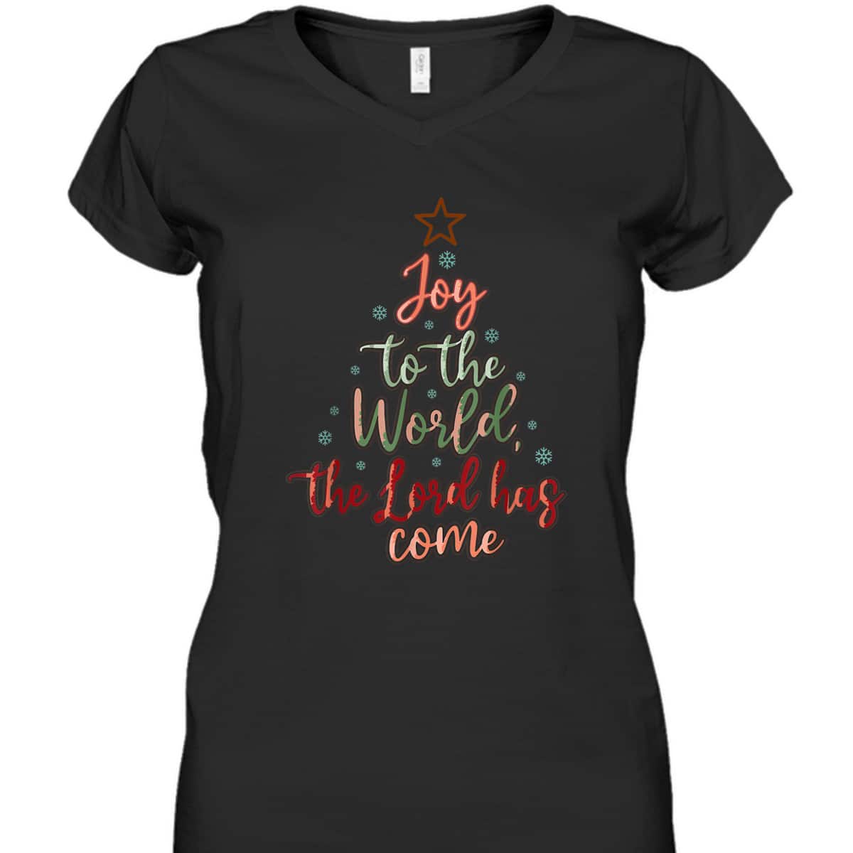 Joy Saying Merry Christmas Christian Message Xmas Tree The Lord Has Come T-Shirt