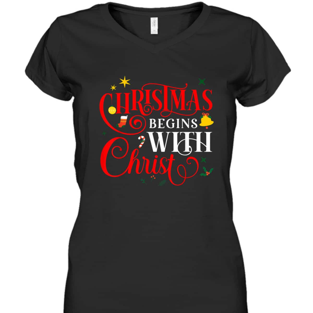 Christmas Begins With Christ Faith Jesus Christian Xmas T-Shirt