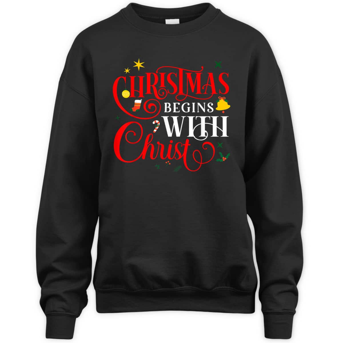 Christmas Begins With Christ Faith Jesus Christian Xmas T-Shirt