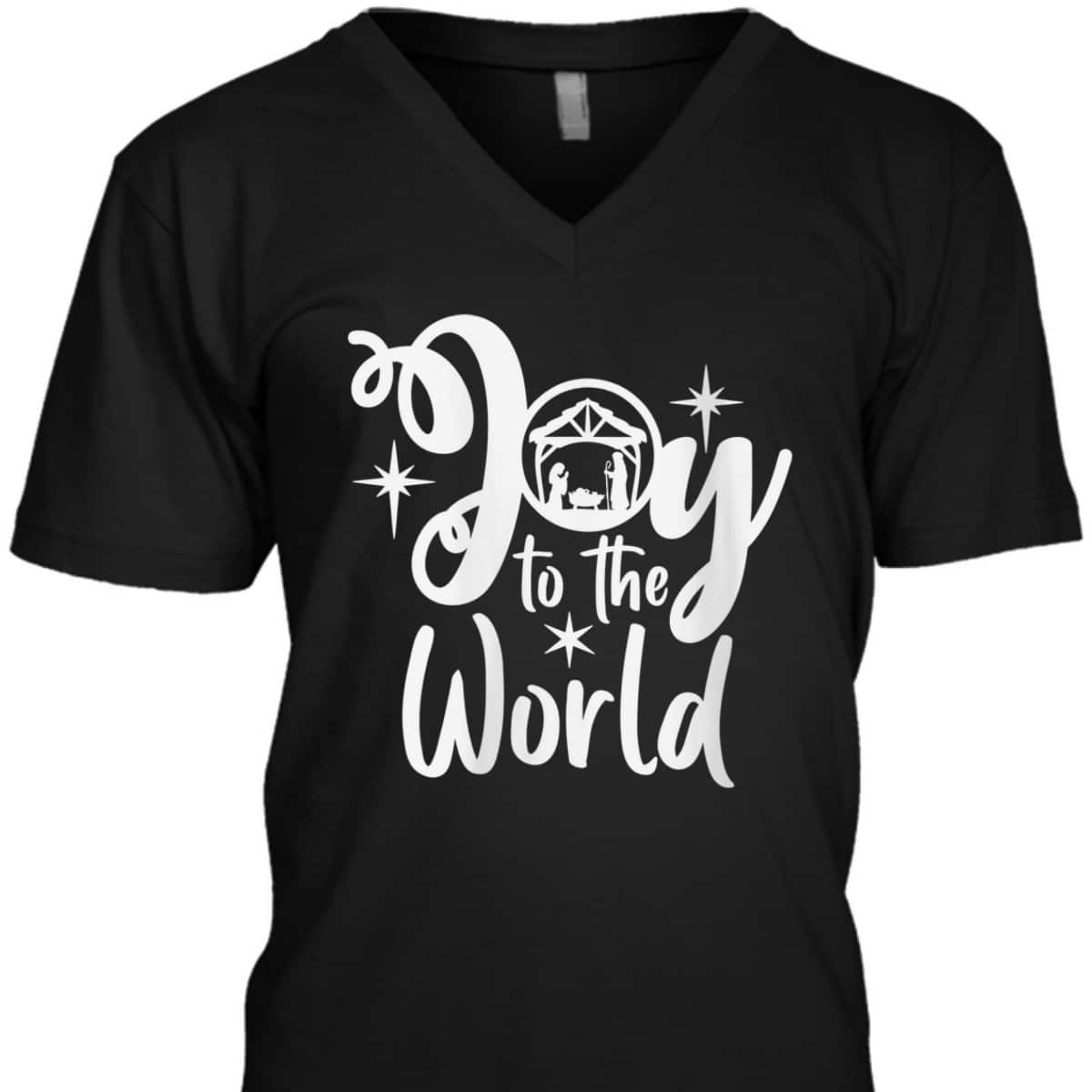 Religious Merry Christmas Joy To The World Nativity Scene Christian Xmas T-Shirt