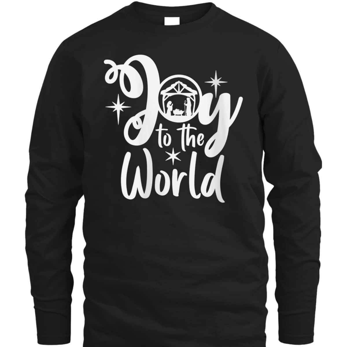 Religious Merry Christmas Joy To The World Nativity Scene Christian Xmas T-Shirt