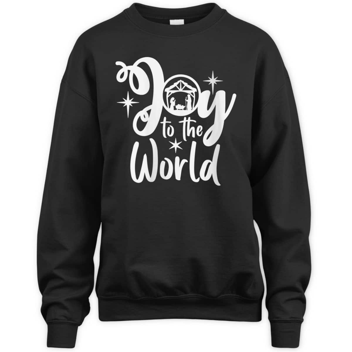 Religious Merry Christmas Joy To The World Nativity Scene Christian Xmas T-Shirt