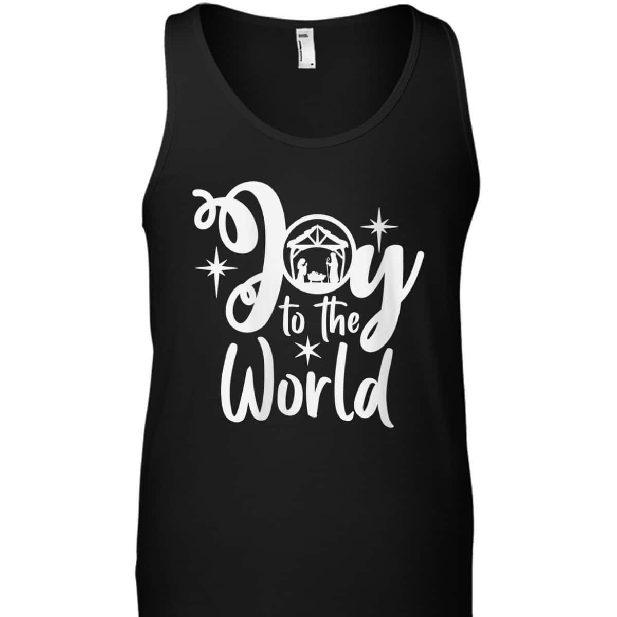 Religious Merry Christmas Joy To The World Nativity Scene Christian Xmas T-Shirt