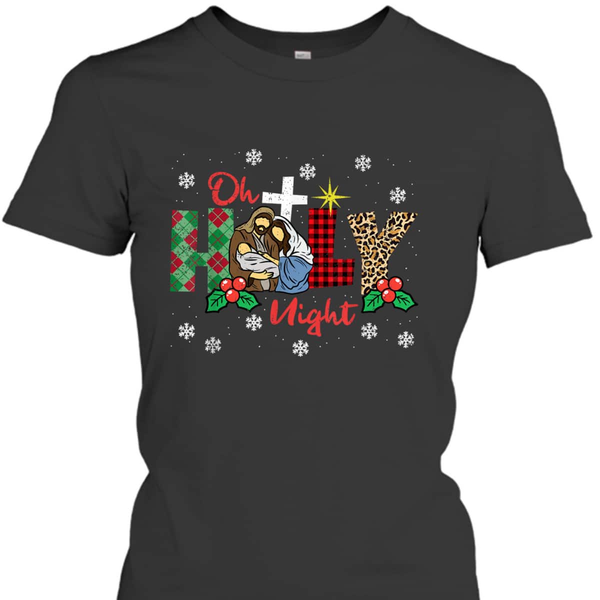 Oh Holy Night Christmas Pajama X-Mas Plaid Christian T-Shirt Oh Holy Night Christmas Pajama X-Mas Plaid Christian T-Shirt