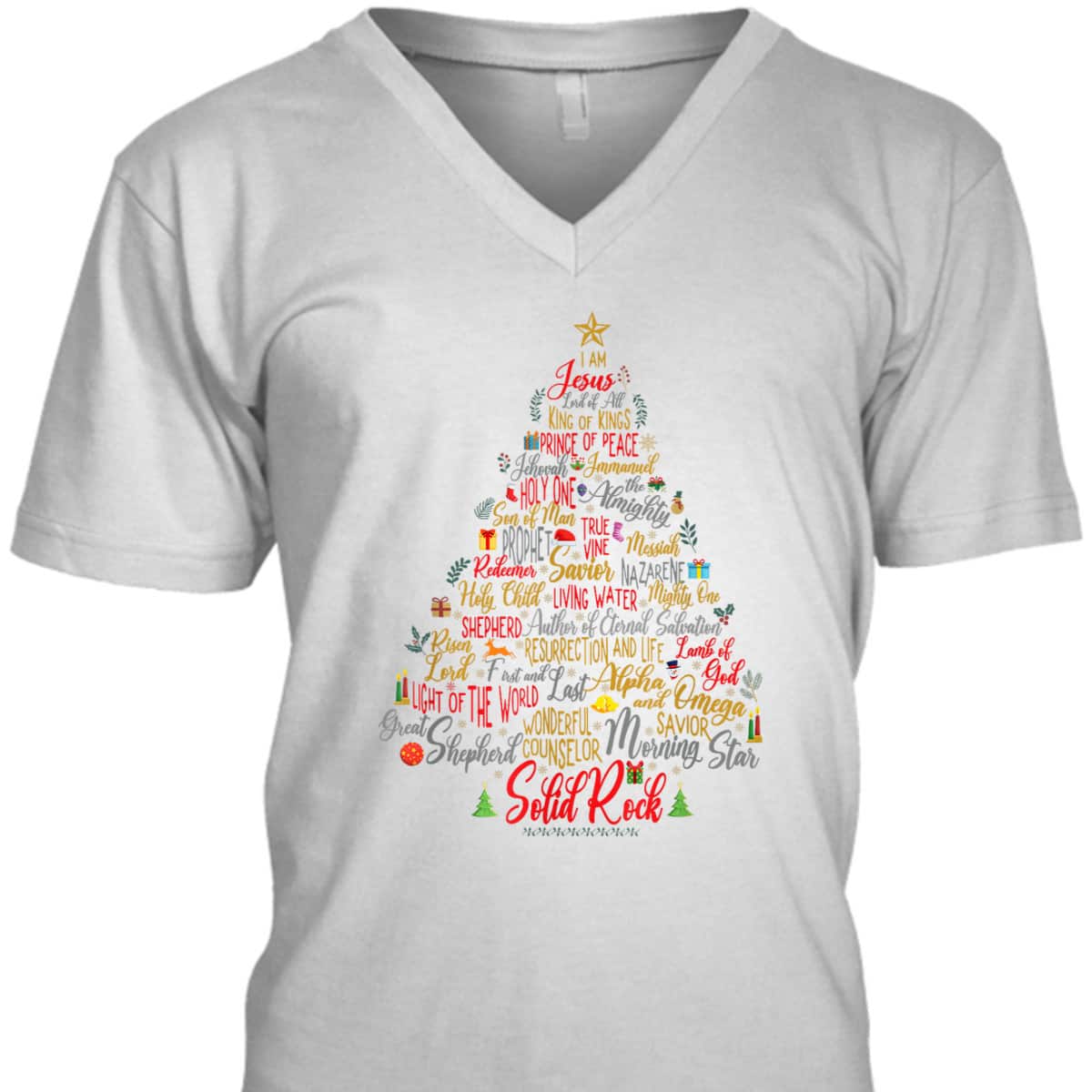 Names Of Jesus Christmas Tree Amazing Xmas Tree Christian Religious T-Shirt