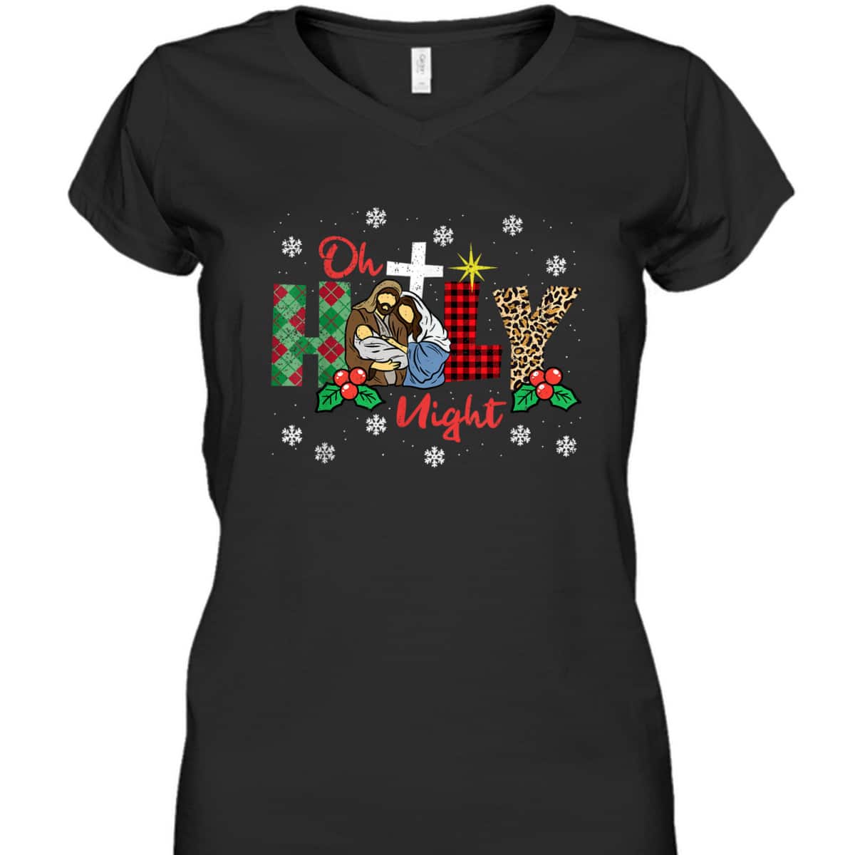 Oh Holy Night Christmas Pajama X-Mas Plaid Christian T-Shirt Oh Holy Night Christmas Pajama X-Mas Plaid Christian T-Shirt
