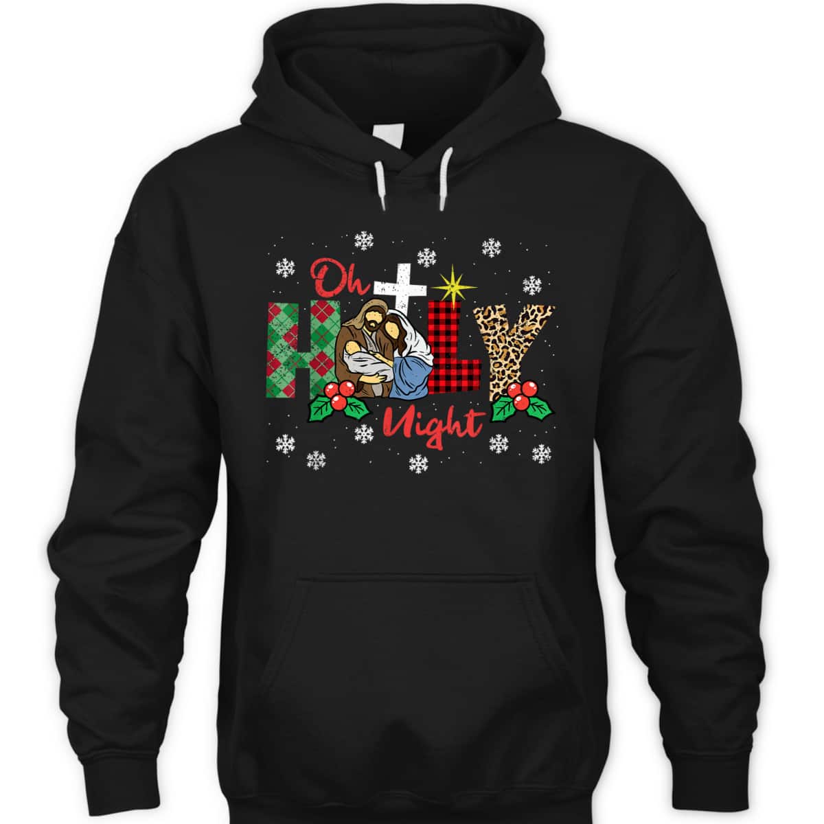 Oh Holy Night Christmas Pajama X-Mas Plaid Christian T-Shirt
