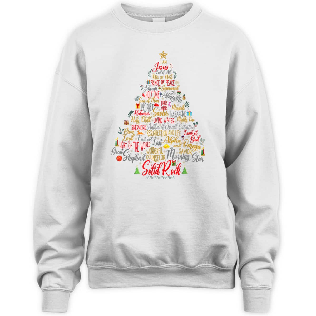 Names Of Jesus Christmas Tree Amazing Xmas Tree Christian Religious T-Shirt
