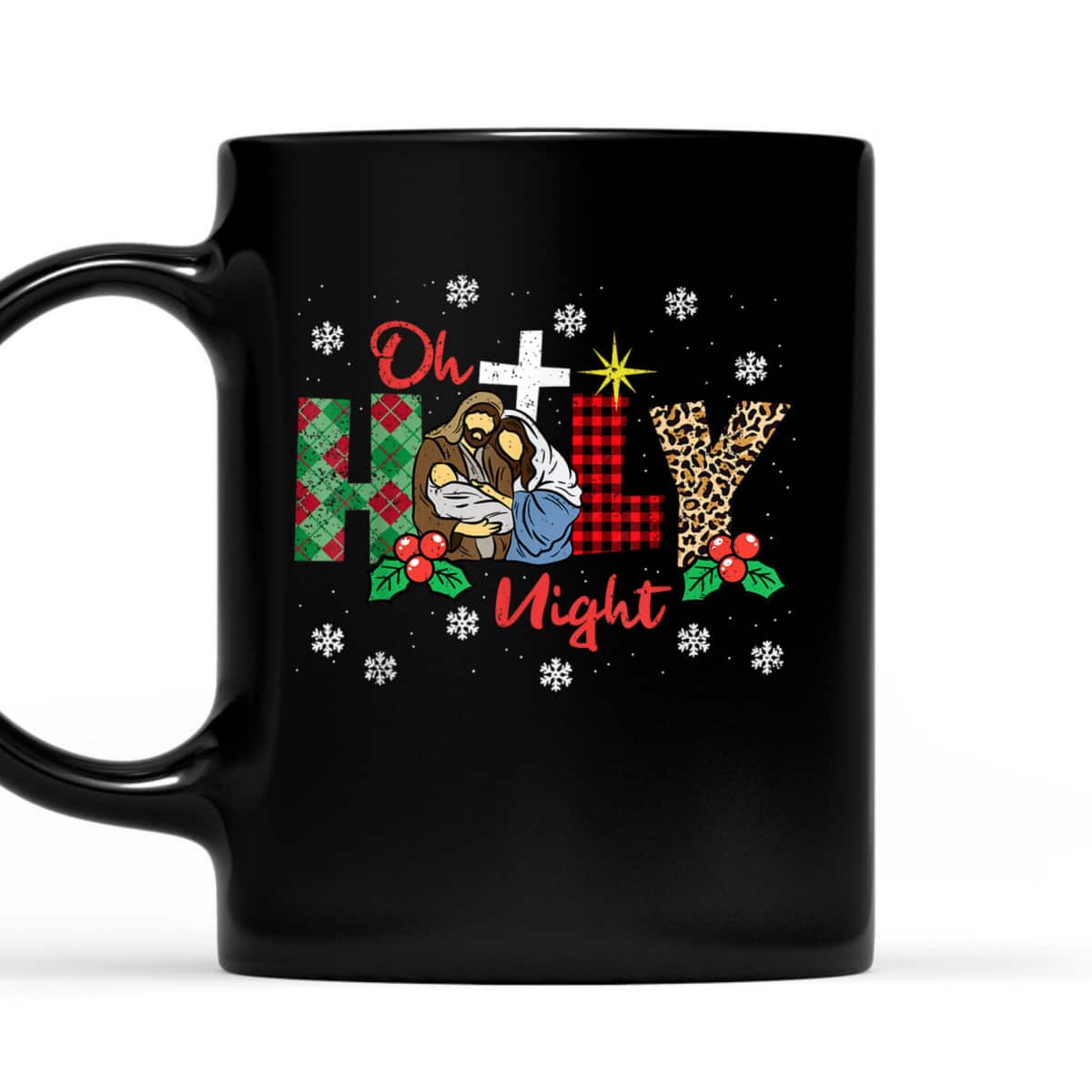 Oh Holy Night Christmas Pajama X-Mas Plaid Christian T-Shirt