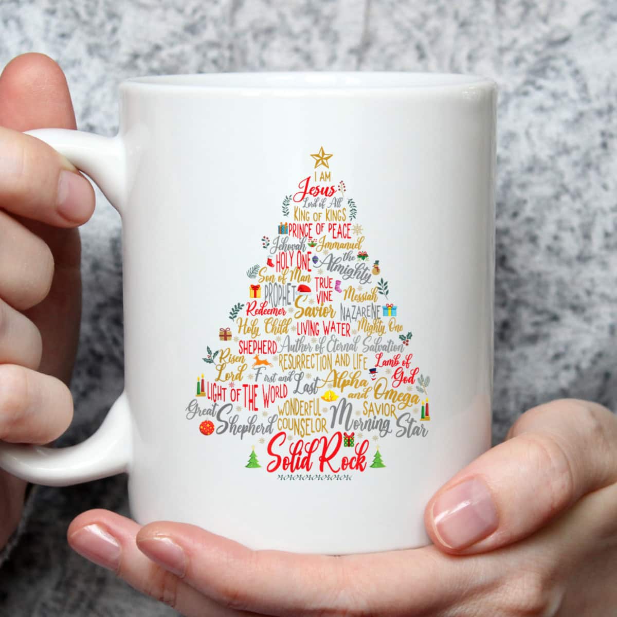 Names Of Jesus Christmas Tree Amazing Xmas Tree Christian Religious T-Shirt