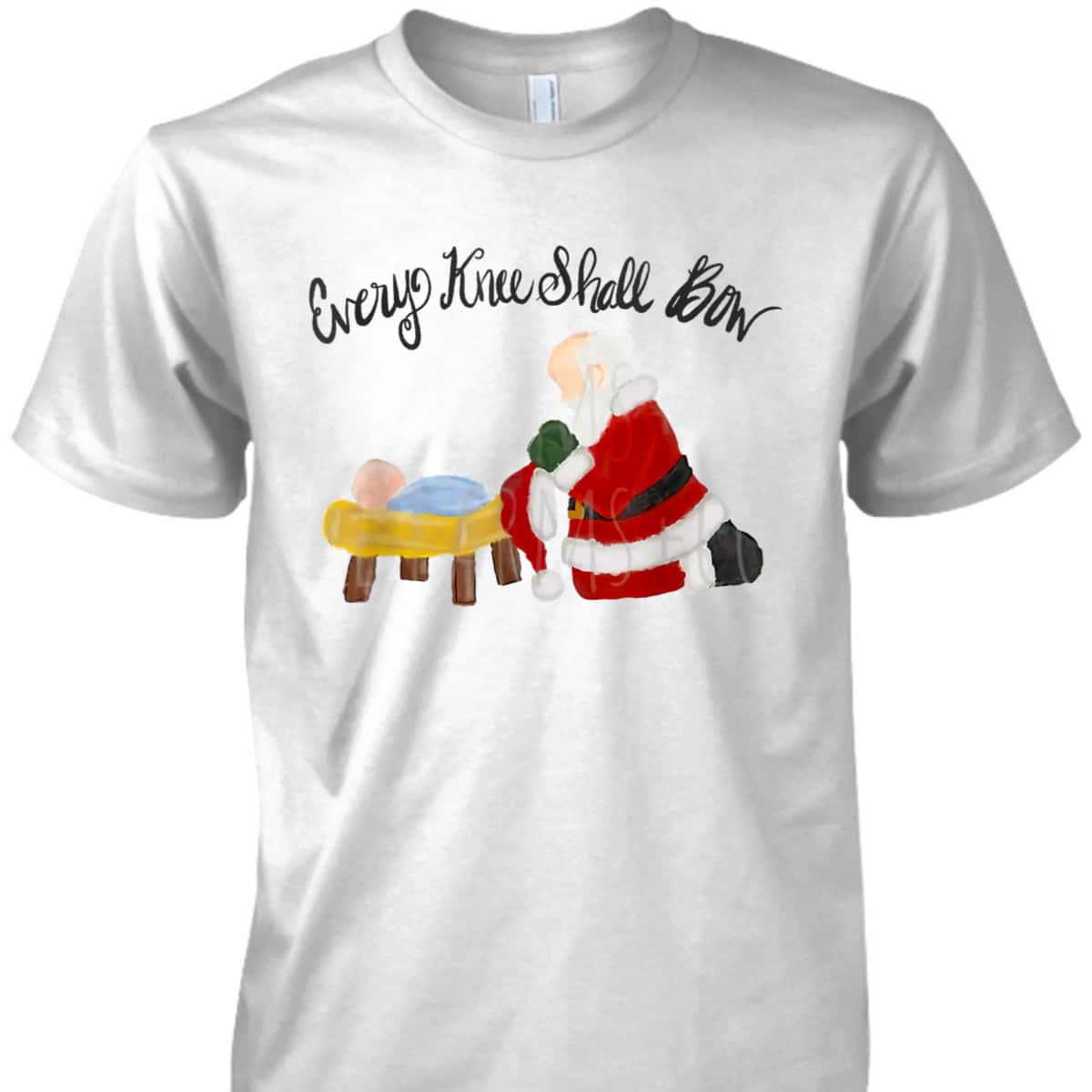 Every Knee Shall Bow Santa Xmas Jesus Christian Bible T-Shirt