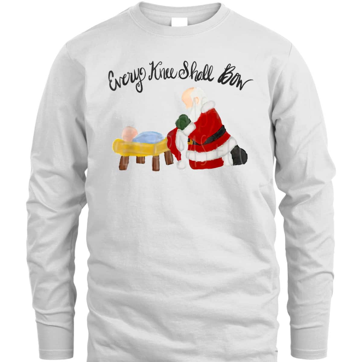 Every Knee Shall Bow Santa Xmas Jesus Christian Bible T-Shirt