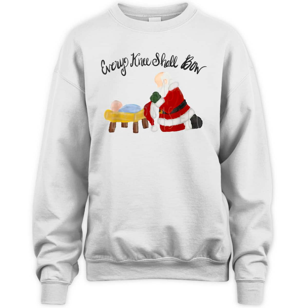 Every Knee Shall Bow Santa Xmas Jesus Christian Bible T-Shirt