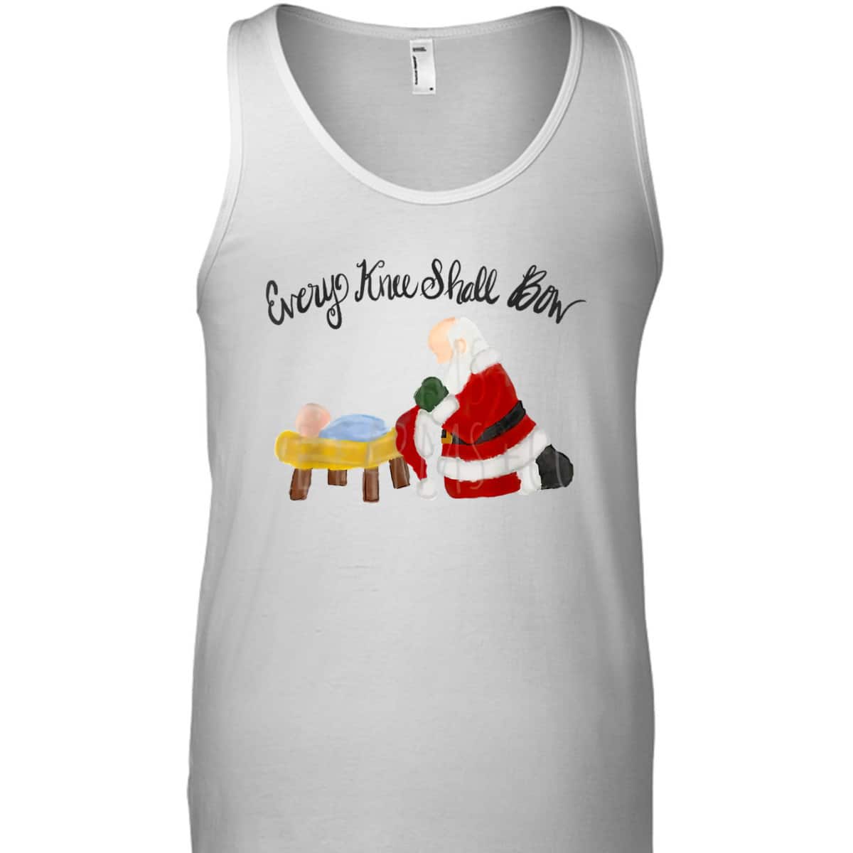 Every Knee Shall Bow Santa Xmas Jesus Christian Bible T-Shirt