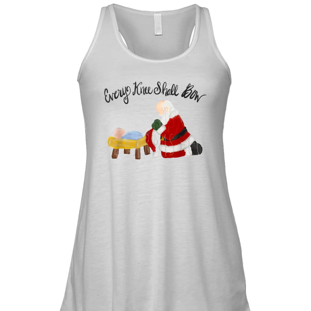 Every Knee Shall Bow Santa Xmas Jesus Christian Bible T-Shirt
