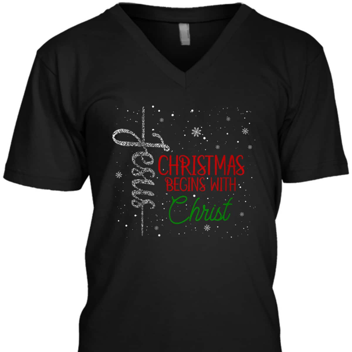 Christmas Begins With Christ Jesus Snowflake Christian Religious T-Shirt Christmas Begins With Christ Jesus Snowflake Christian Religious T-Shirt