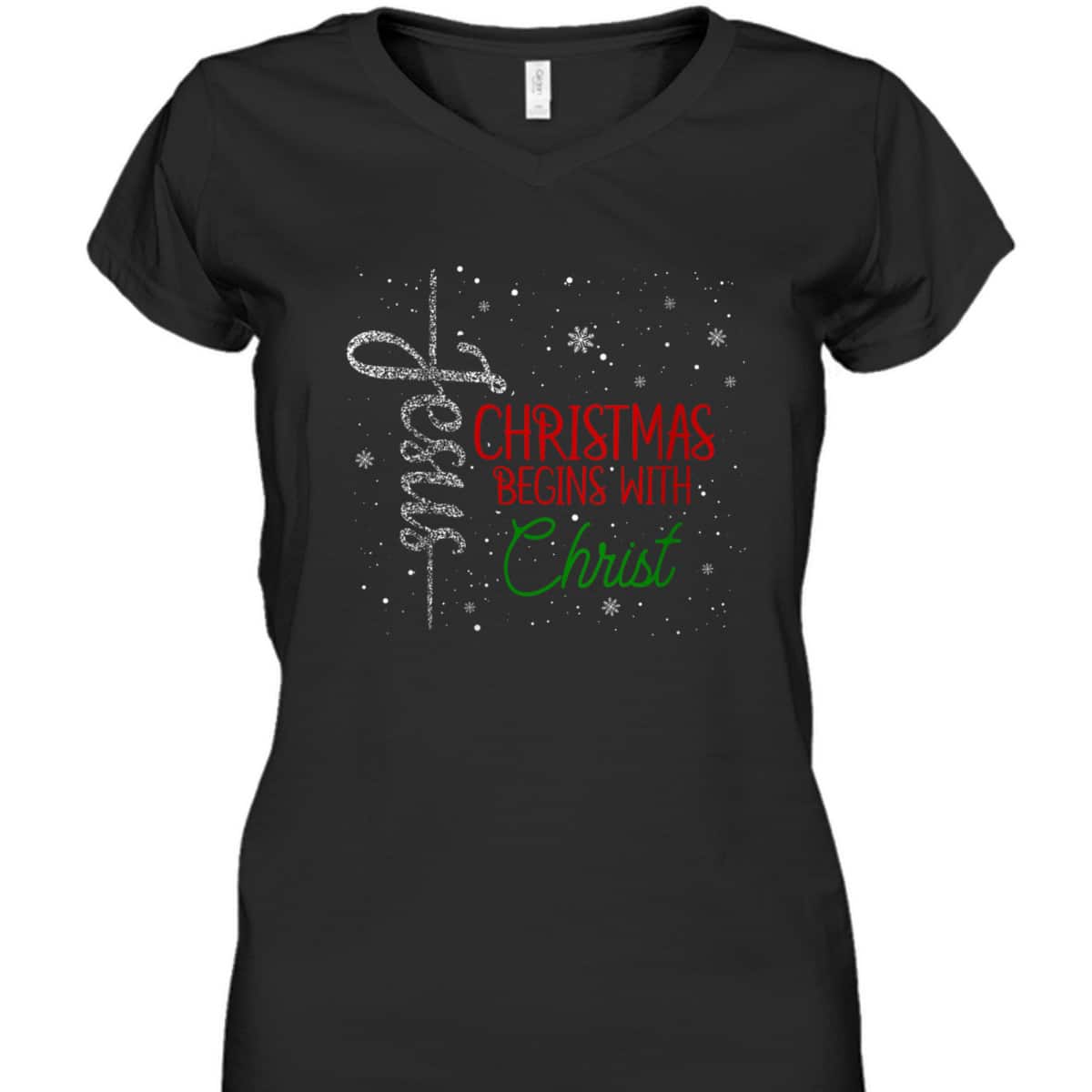 Christmas Begins With Christ Jesus Snowflake Christian Religious T-Shirt Christmas Begins With Christ Jesus Snowflake Christian Religious T-Shirt