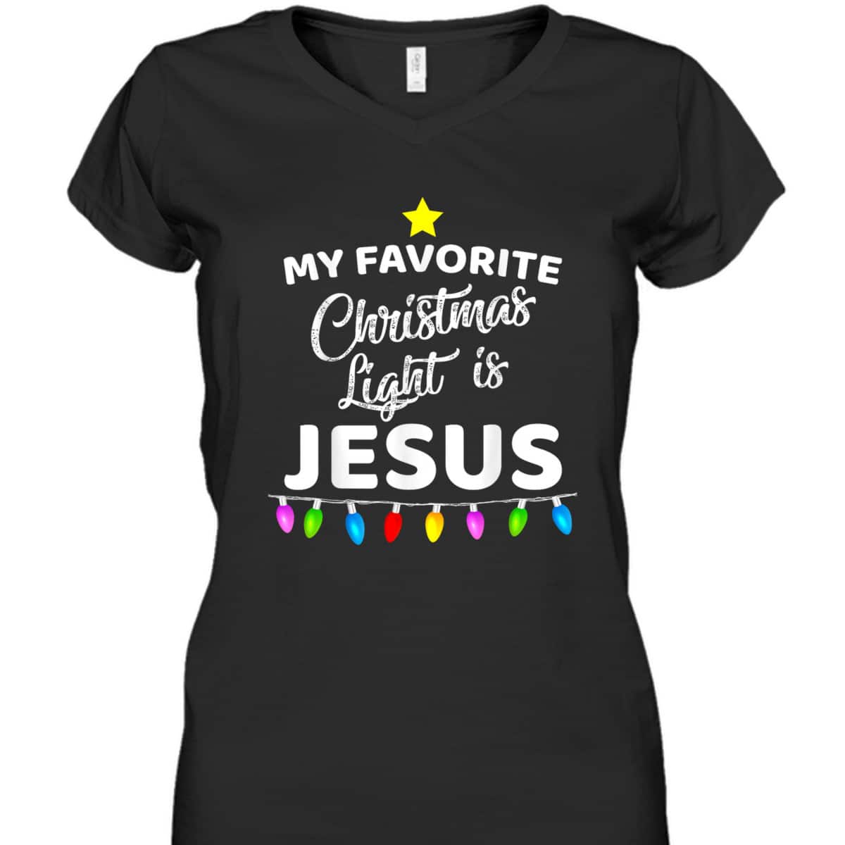 My Favorite Christmas Light Is Jesus Christian Xmas T-Shirt My Favorite Christmas Light Is Jesus Christian Xmas T-Shirt