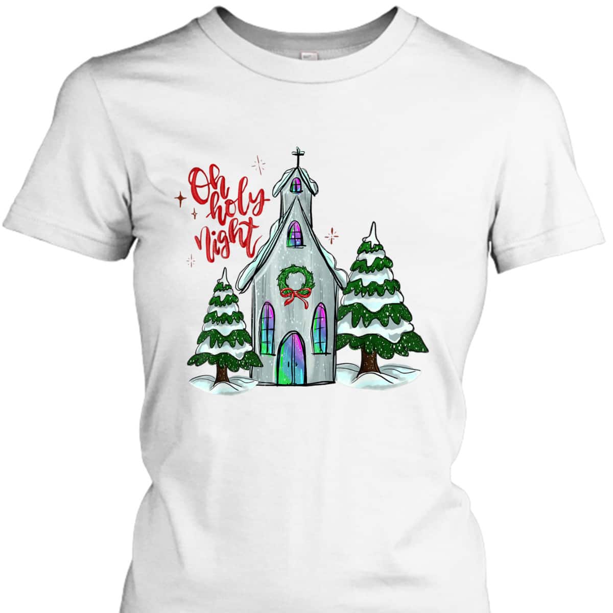 Christian Christmas Oh Holy Night Xmas Church Silent Night T-Shirt