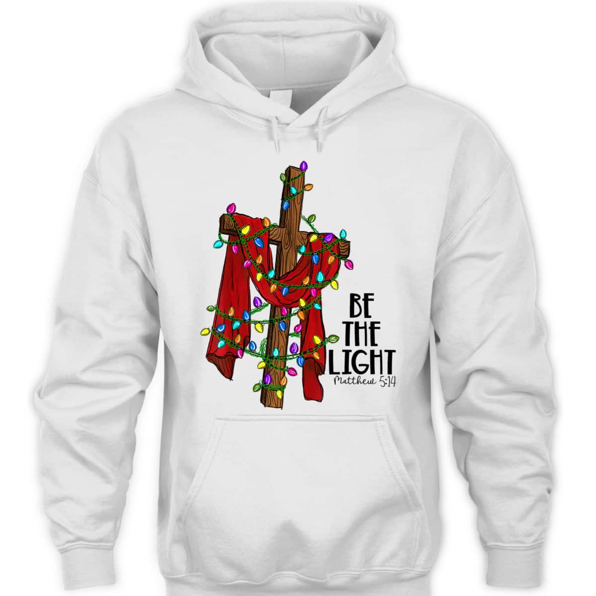 Christmas Cross With Xmas Lights Be The Light Bible Quote T-Shirt Christmas Cross With Xmas Lights Be The Light Bible Quote T-Shirt