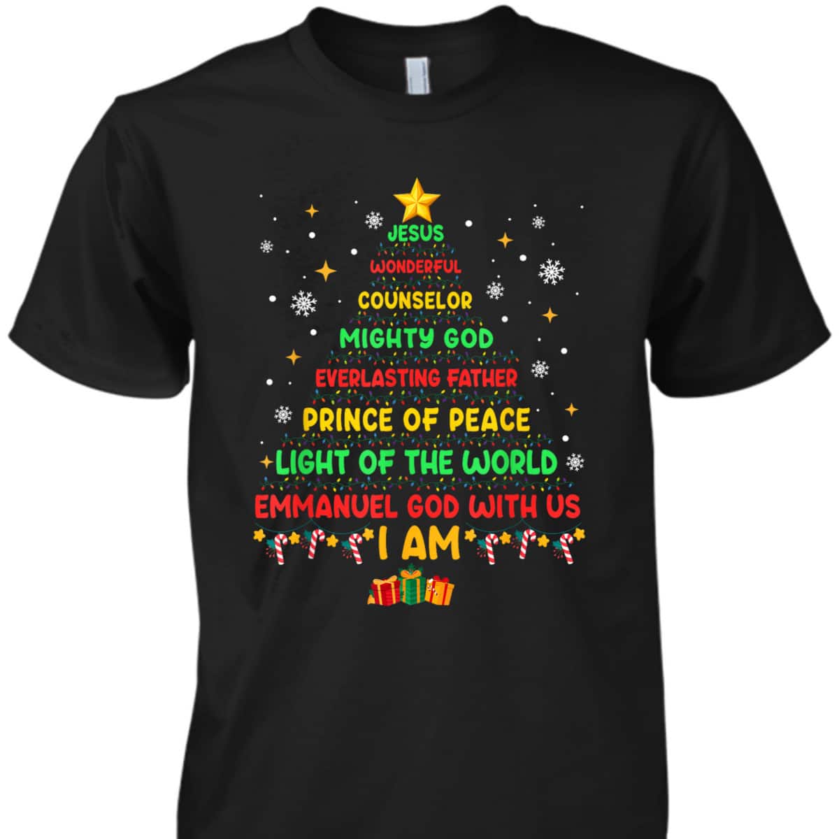 Jesus Wonderful Counselor Mighty God Xmas Christian Christmas T-Shirt Jesus Wonderful Counselor Mighty God Xmas Christian Christmas T-Shirt