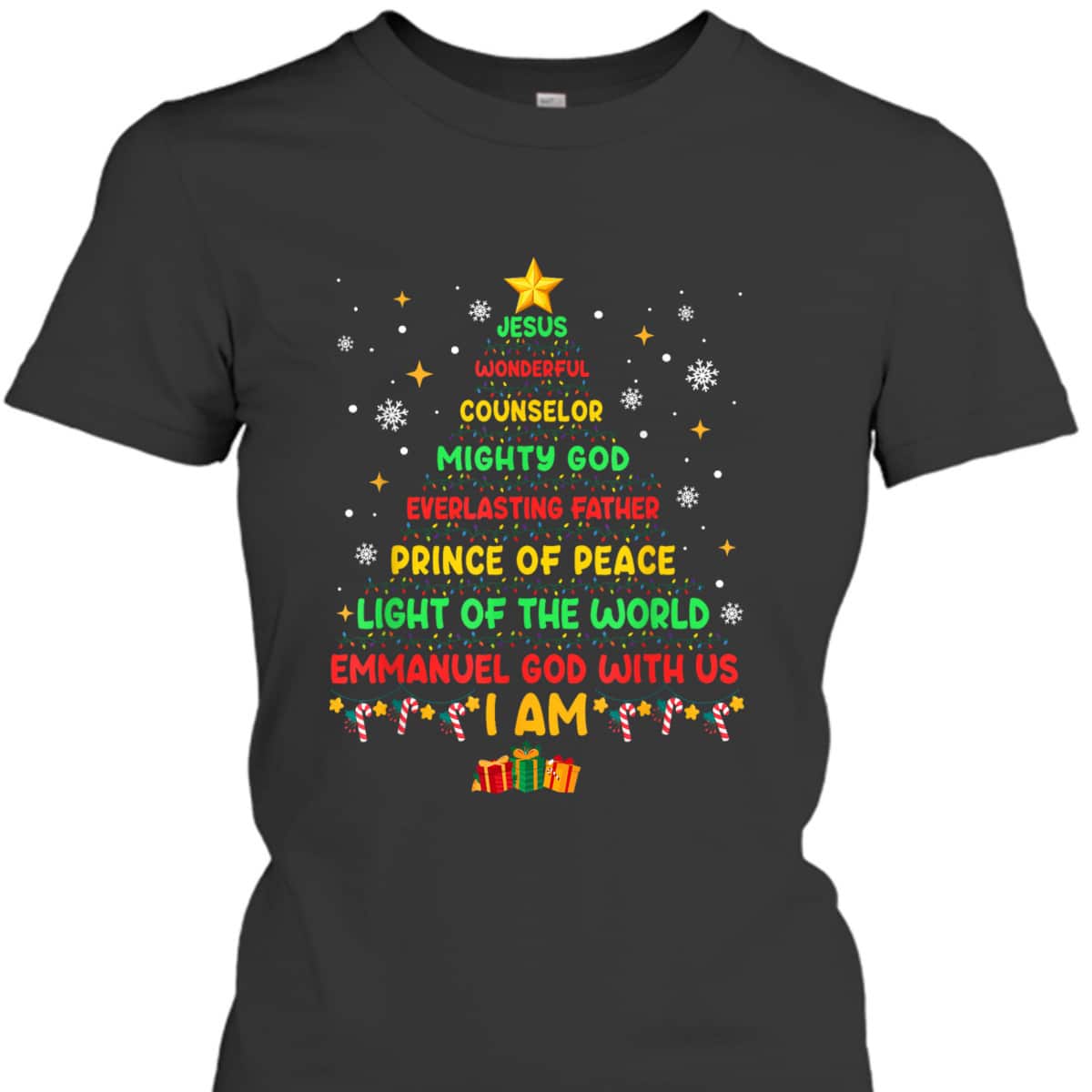 Jesus Wonderful Counselor Mighty God Xmas Christian Christmas T-Shirt Jesus Wonderful Counselor Mighty God Xmas Christian Christmas T-Shirt