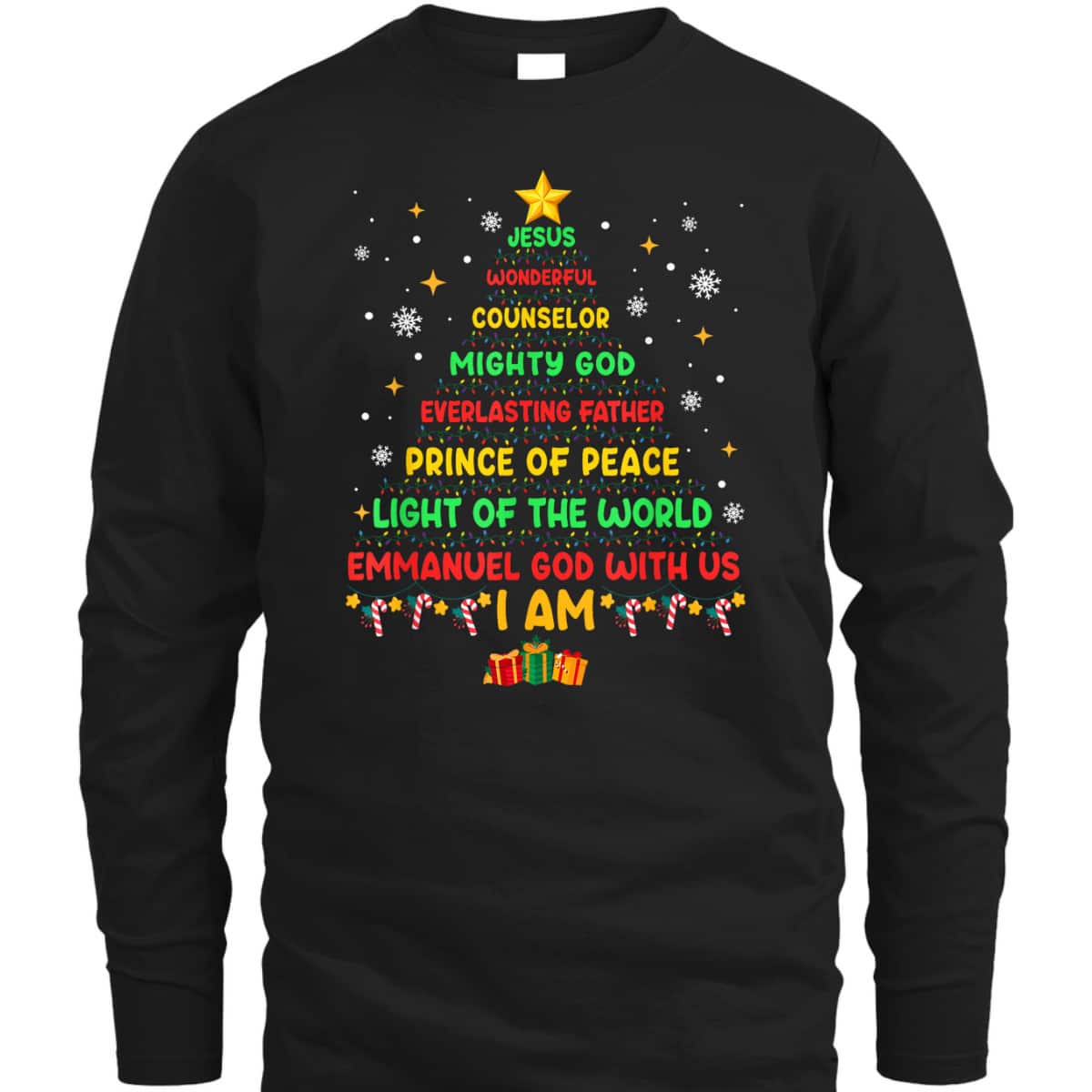 Jesus Wonderful Counselor Mighty God Xmas Christian Christmas T-Shirt Jesus Wonderful Counselor Mighty God Xmas Christian Christmas T-Shirt
