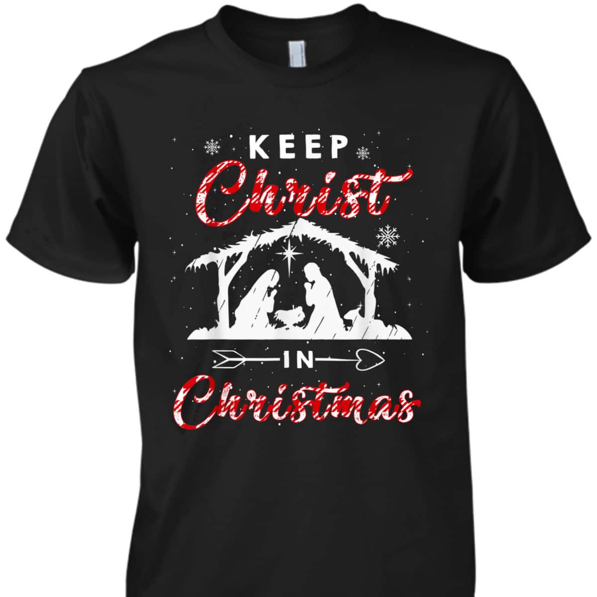 Keep Christ In Christmas Red Plaid Christian Love Xmas T-Shirt