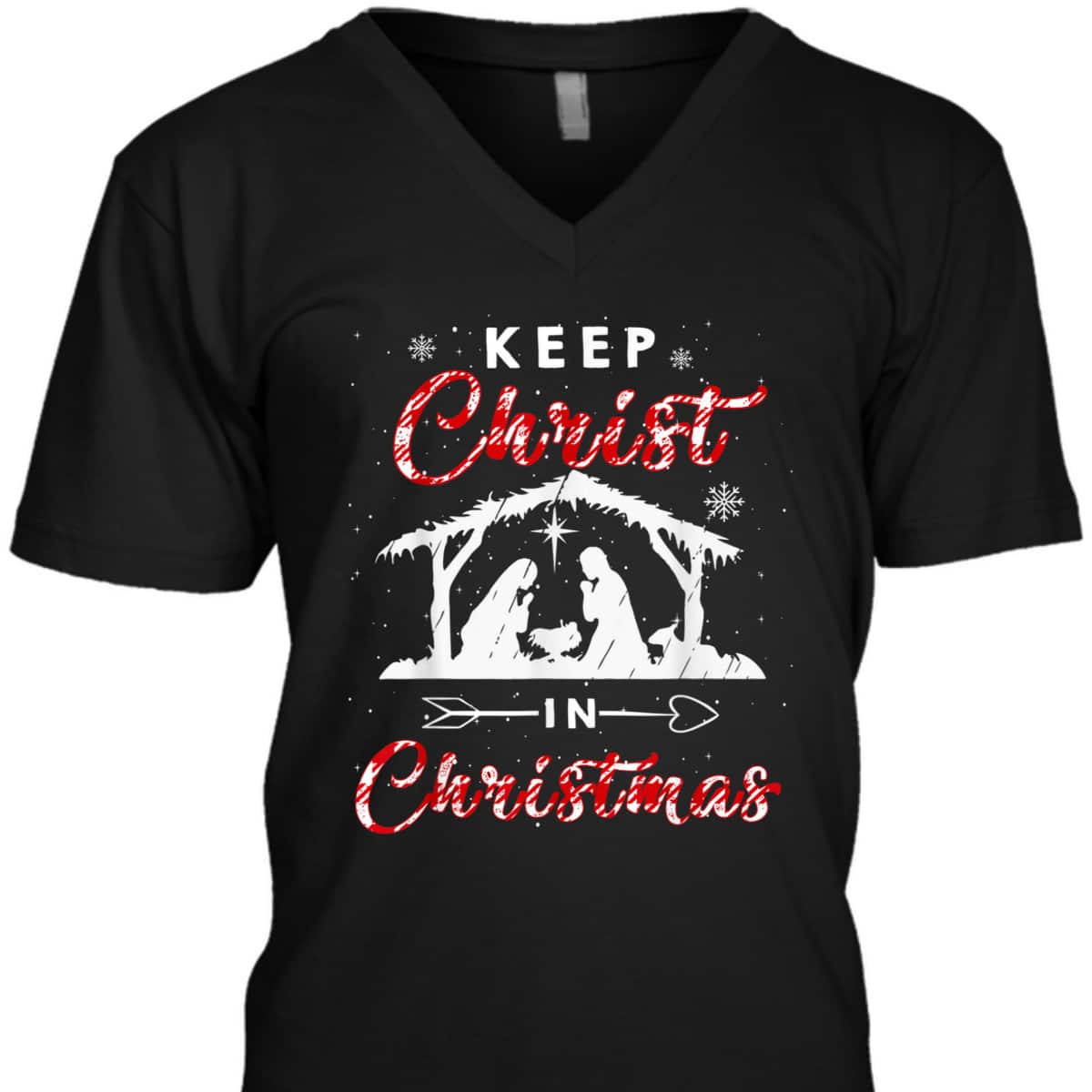 Keep Christ In Christmas Red Plaid Christian Love Xmas T-Shirt