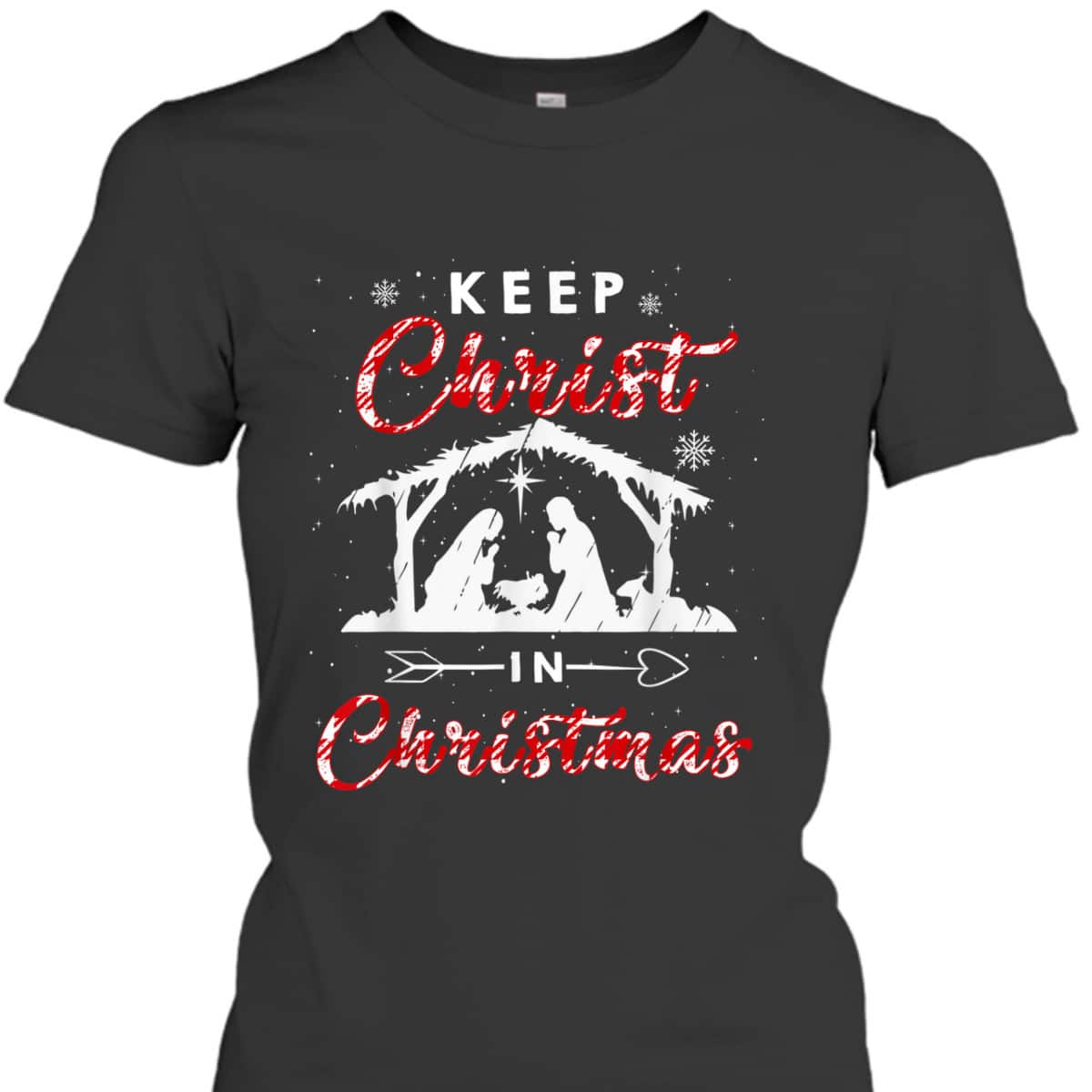 Keep Christ In Christmas Red Plaid Christian Love Xmas T-Shirt