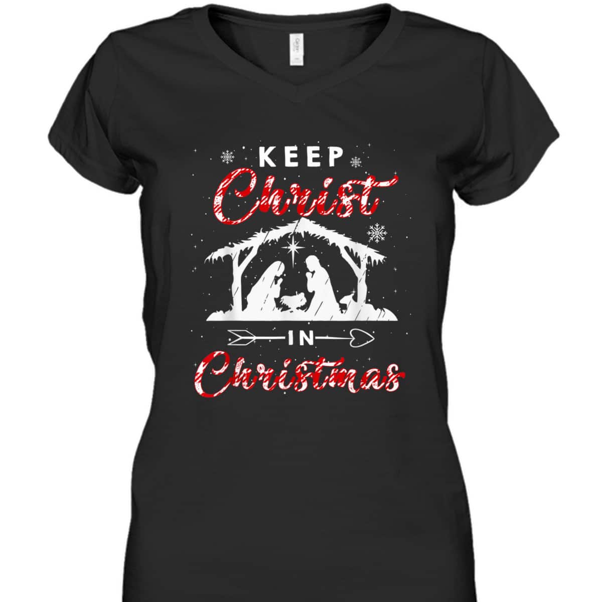 Keep Christ In Christmas Red Plaid Christian Love Xmas T-Shirt